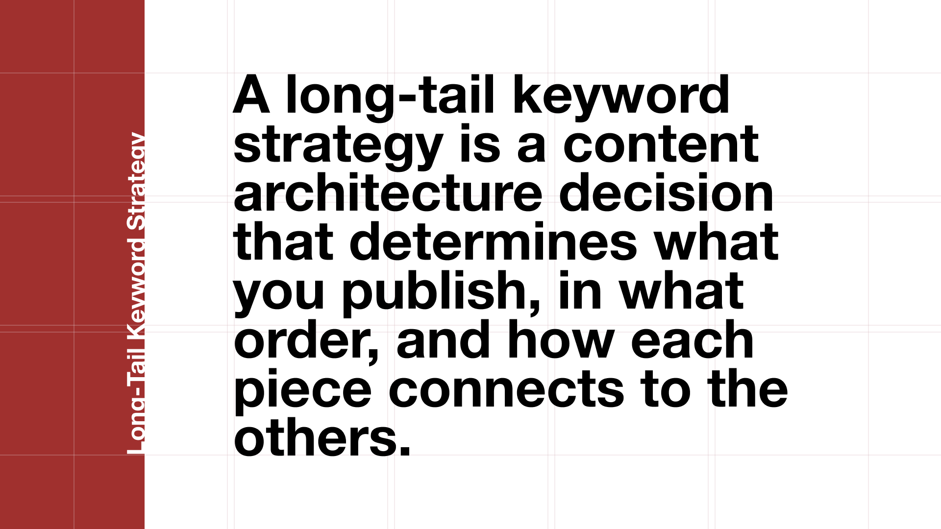 Pull quote defining long-tail keyword strategy as a content architecture decision, not a list of keywords