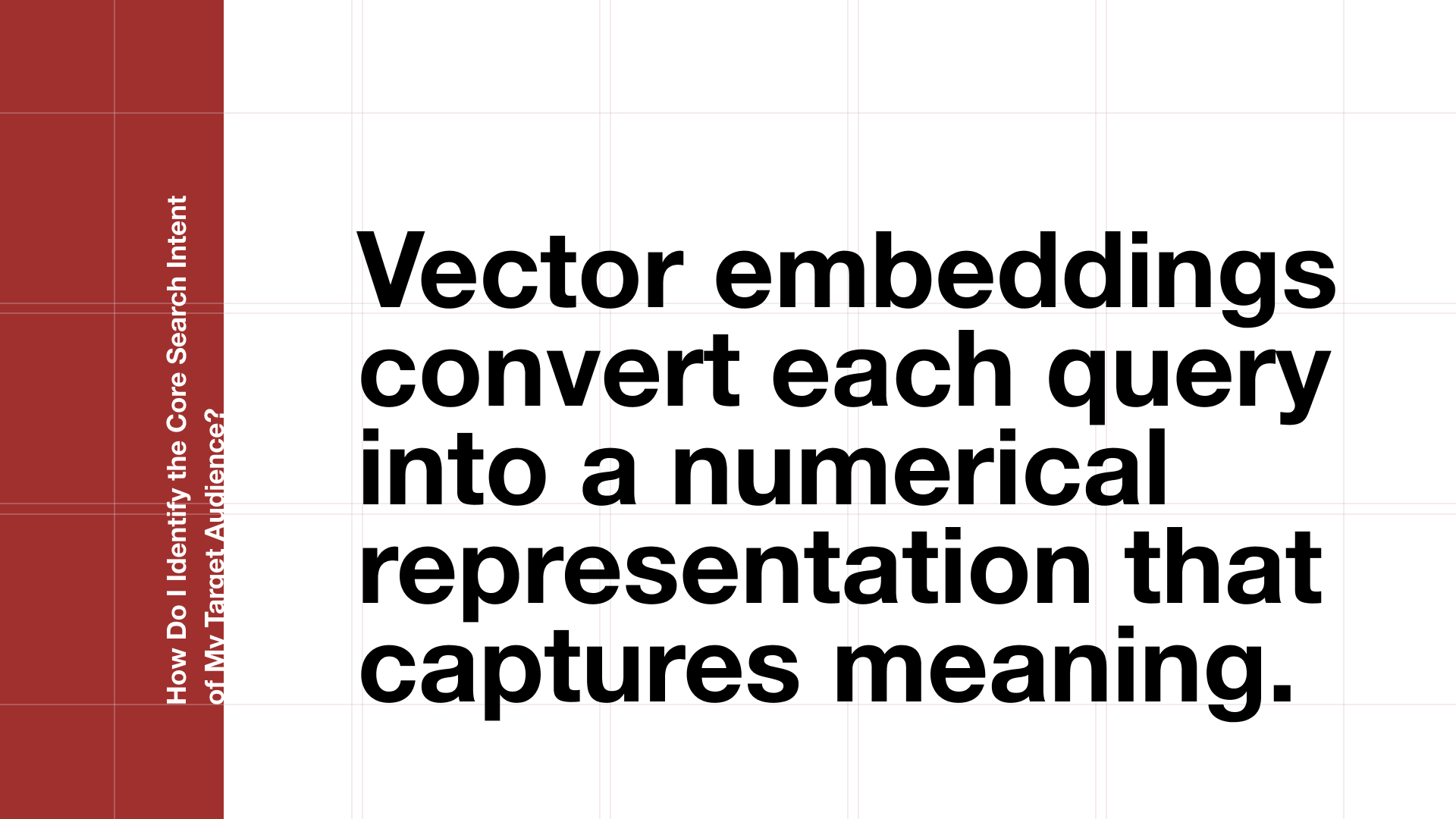 Pull quote explaining how to determine search intent using vector embeddings that convert queries into numerical representations of meaning